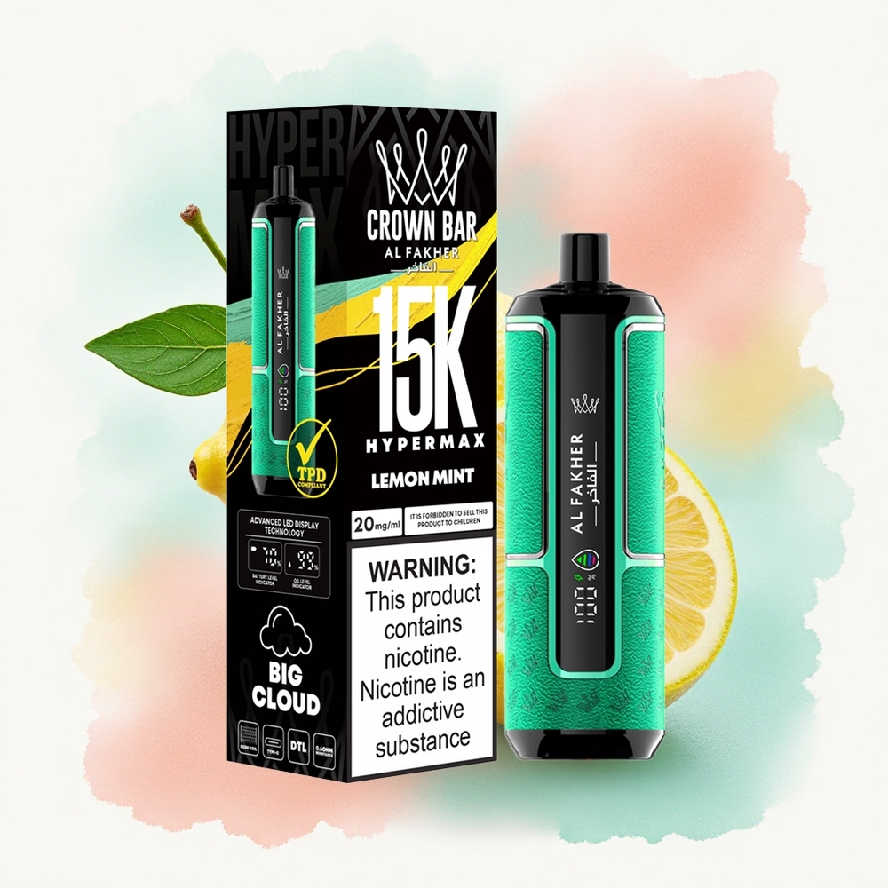 Al Fakher Crown Bar 15K Hypermax Citron Menthe 600mAh 22ml
