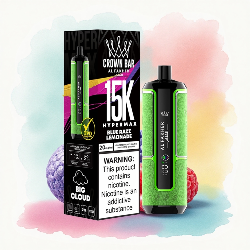 Al Fakher Crown Bar 15K Hypermax Citronnade Bleue Framboise avec 6mg/ml de nicotine et batterie 600mAh