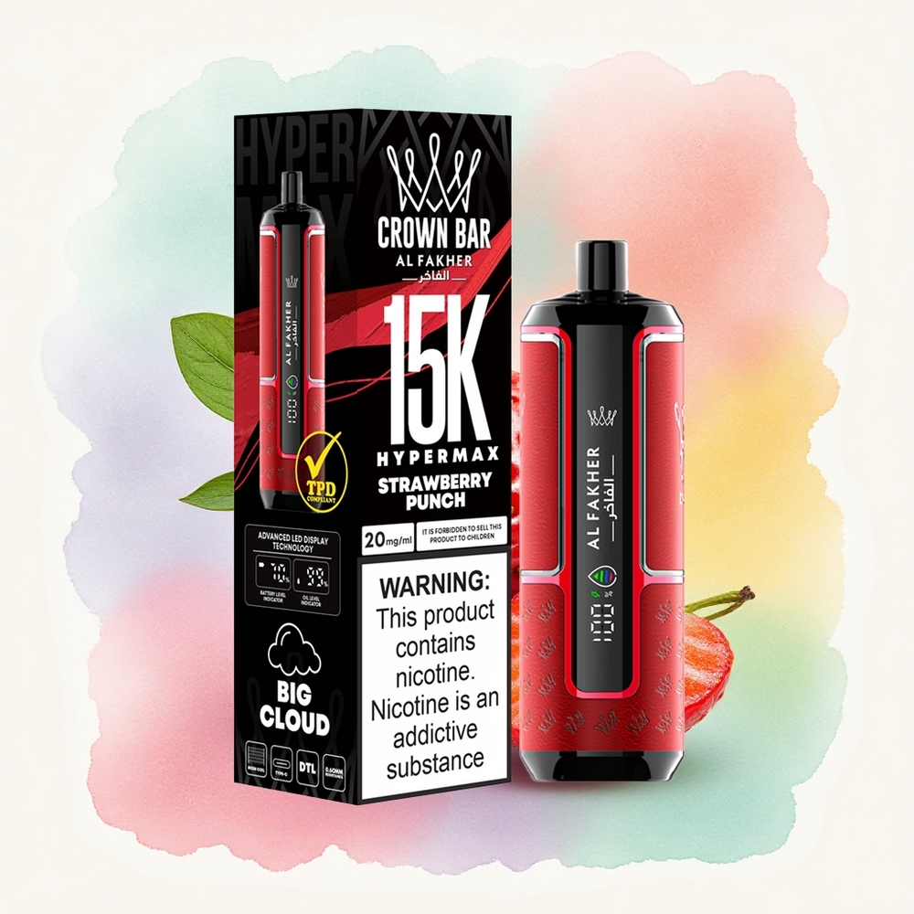 Al Fakher Crown Bar 15K Hypermax Fraise Punch - 6mg Nicotine - 600mAh - 22ml