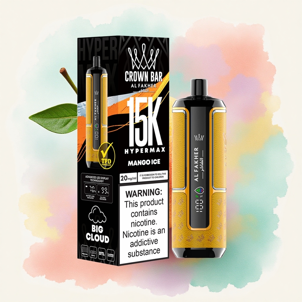 Al Fakher Crown Bar 15K Hypermax Glace à la Mangue 600mAh 22ml 6mg Nicotine