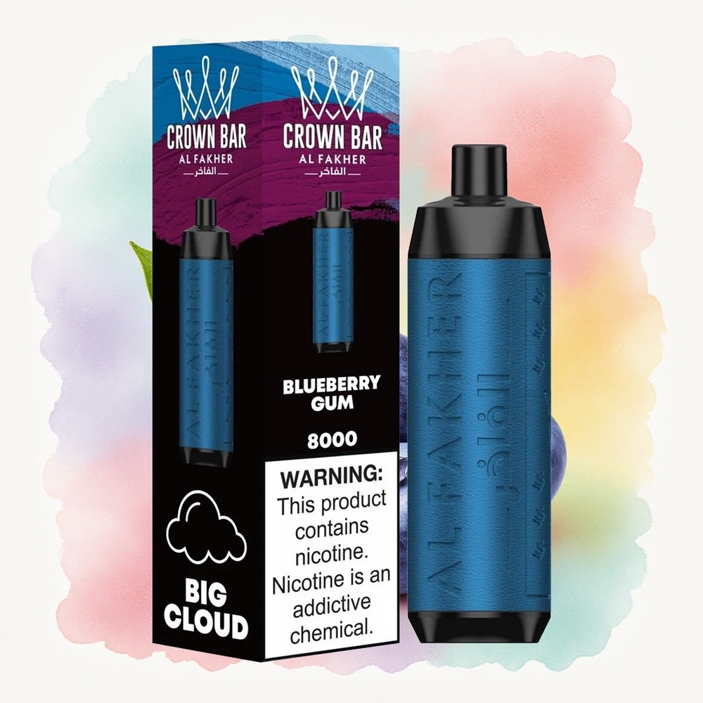 Al Fakher Crown Bar 8000 Crystal Chewing-gum Myrtille avec 5mg de Nicotine et Batterie 600mAh