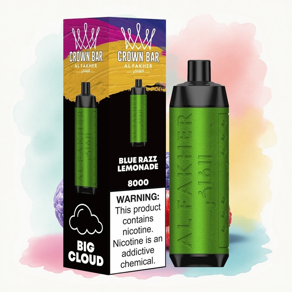 Al Fakher Crown Bar 8000 Crystal Citronnade Framboise Bleue avec 5mg de Nicotine et 600mAh