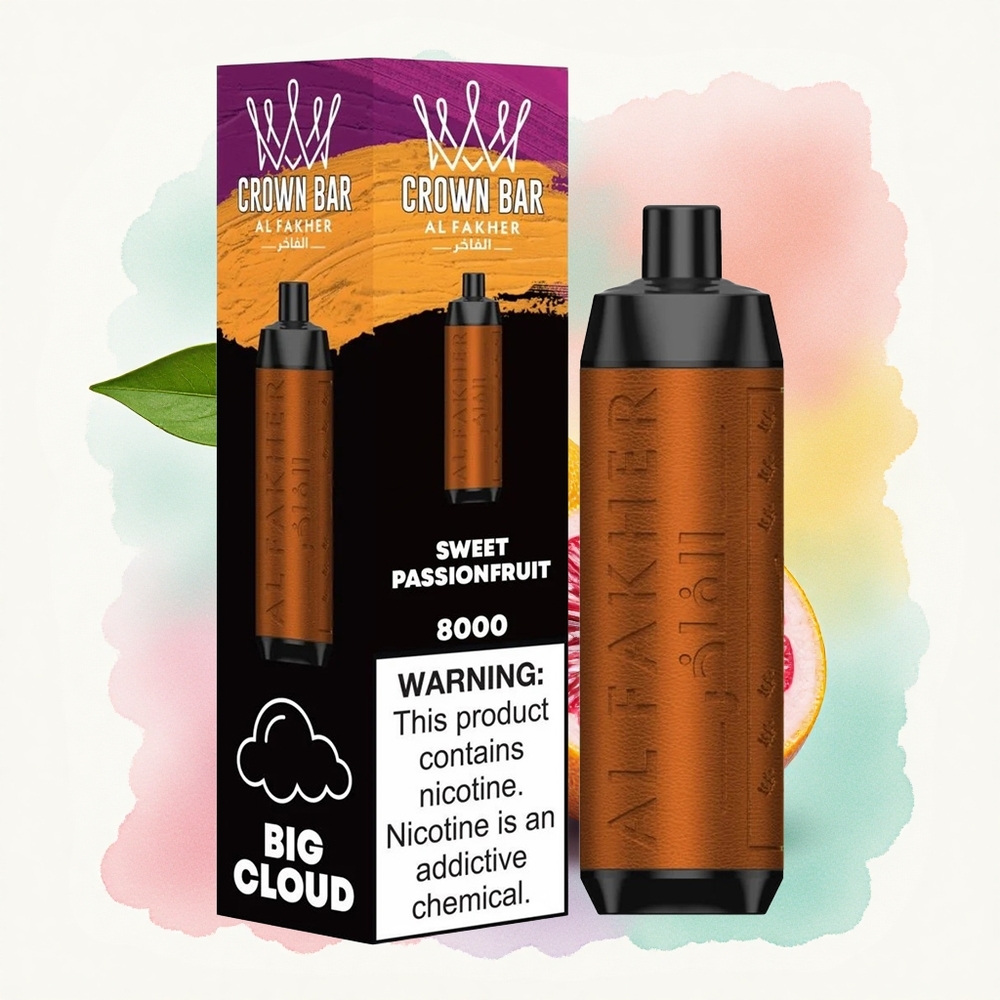Al Fakher Crown Bar 8000 Crystal Douce Fruit de la Passion avec 5mg de Nicotine et Batterie 600mAh