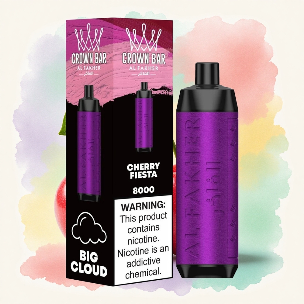 Al Fakher Crown Bar 8000 Crystal Fête Cerise USB-C 600mAh
