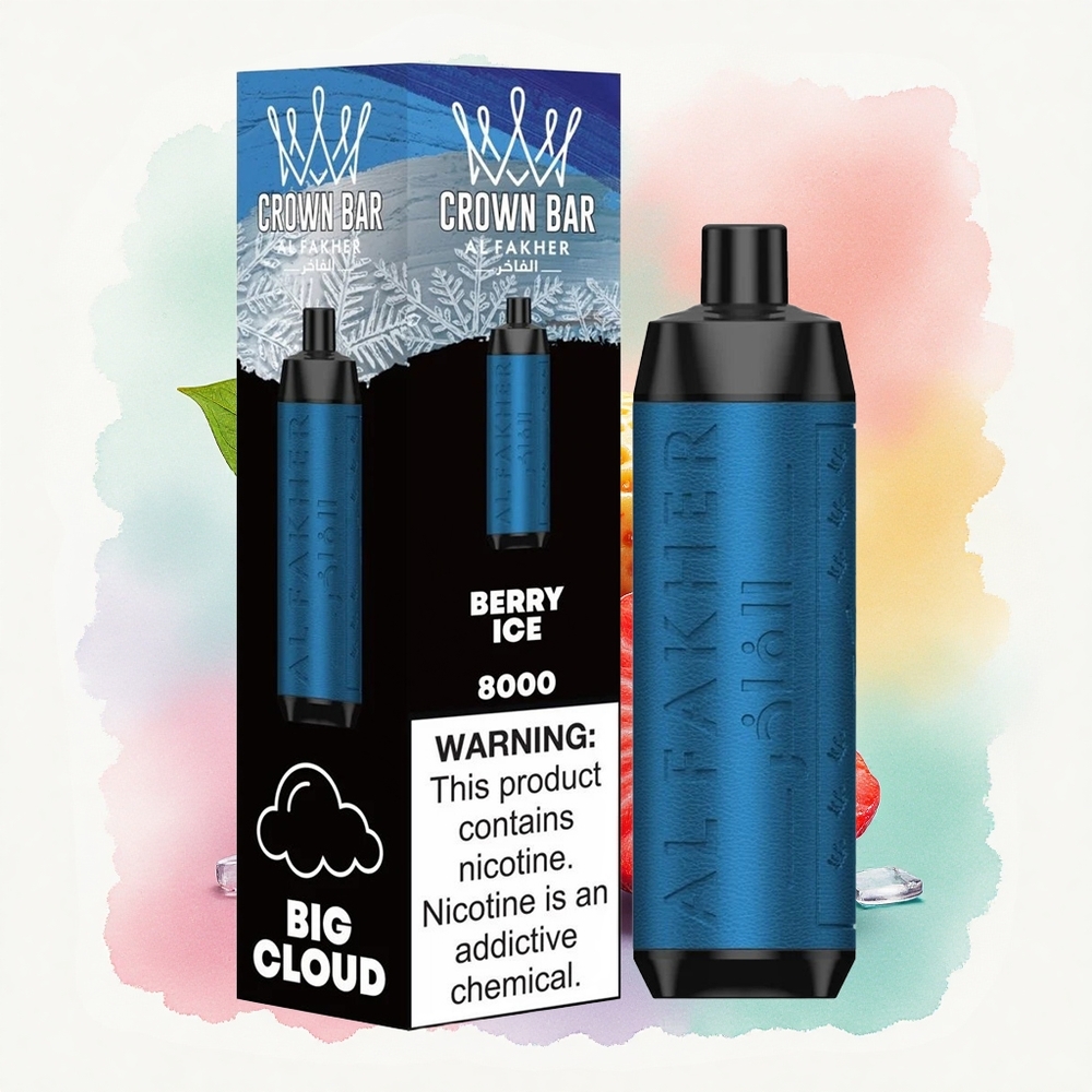 Al Fakher Crown Bar 8000 Crystal Glace Baie 600mAh 5mg Nicotine