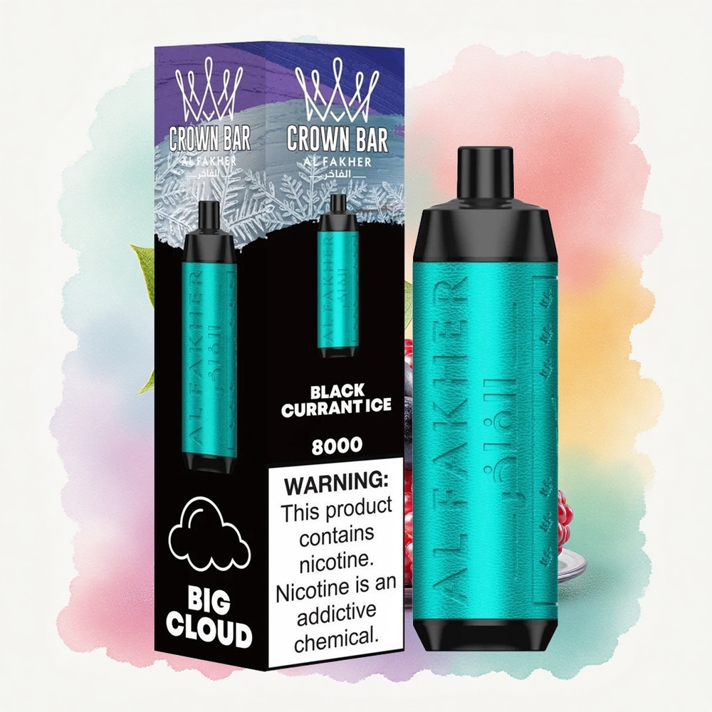 Al Fakher Crown Bar 8000 Crystal Glace Cassis avec Batterie 600mAh et Nicotine 5mg