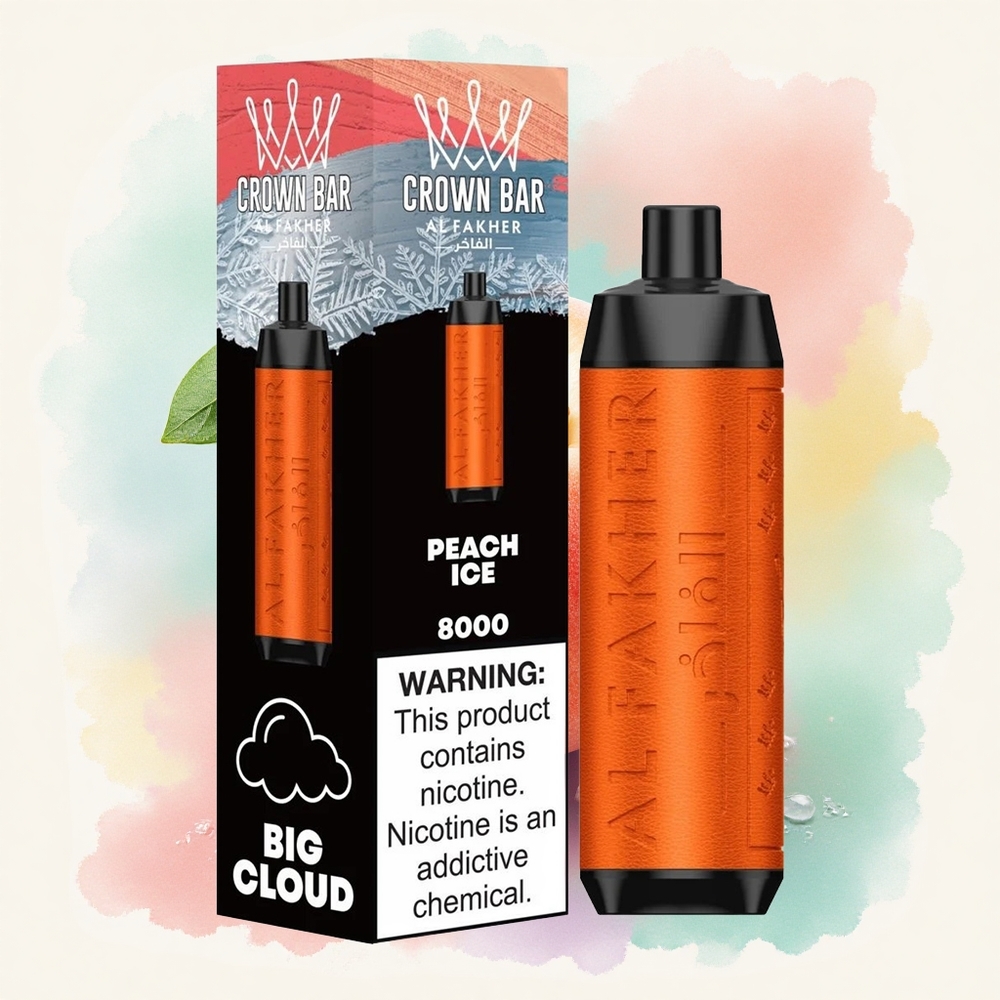 Al Fakher Crown Bar 8000 Crystal Glace à la Pêche 600mAh 5mg Nicotine