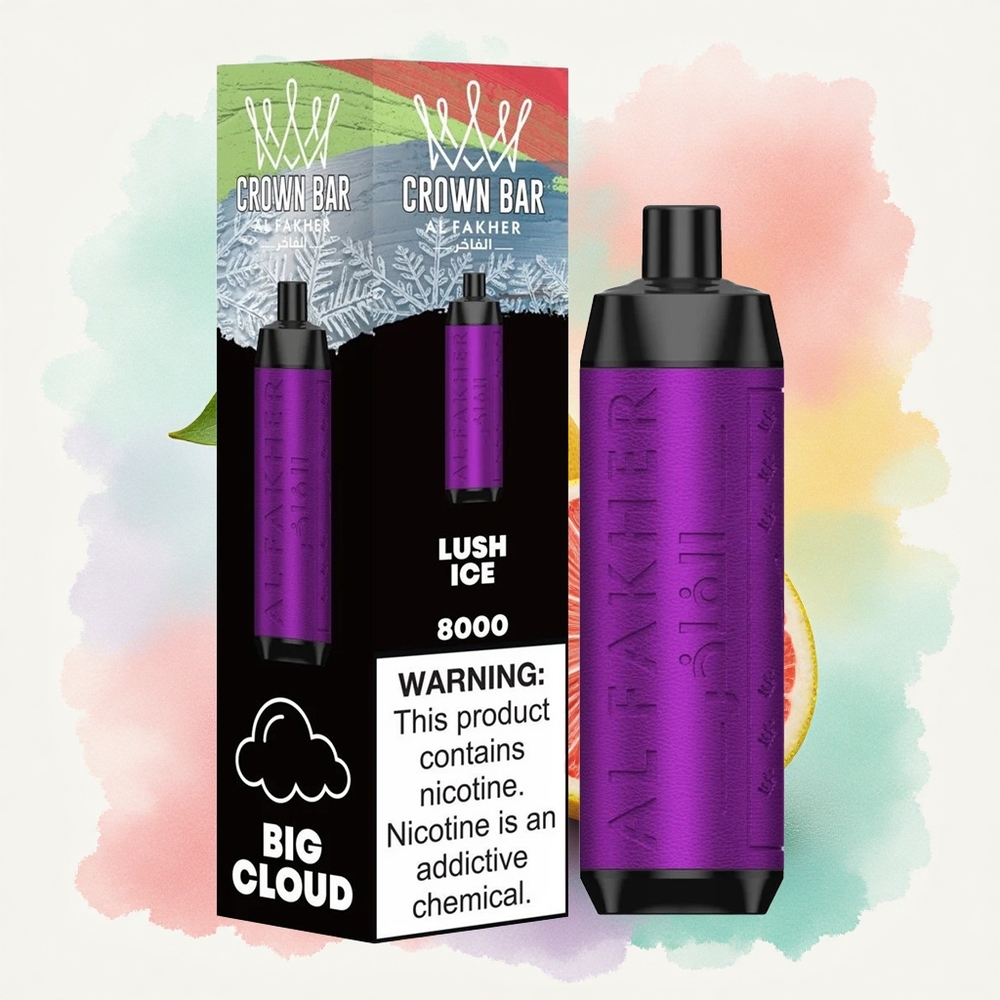 Al Fakher Crown Bar 8000 Crystal Glacier Luxueux 18ml Cristal 5mg Nicotine
