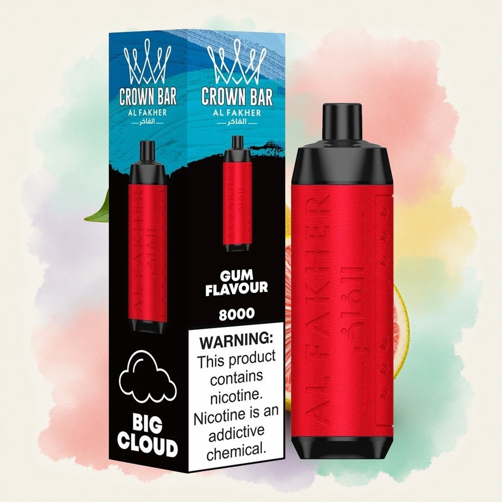 Al Fakher Crown Bar 8000 Crystal Saveur Gomme avec 18ml de Liquide et 5mg de Nicotine